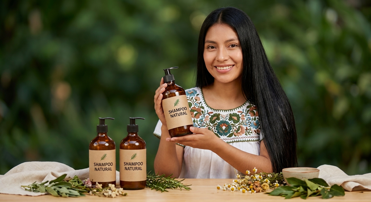 Frascos de shampoo natural artesanal terminados